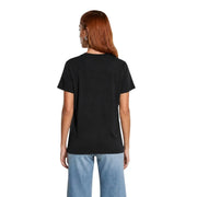 Guess Schwarzes, klassisches Kurzarm-T-Shirt aus Baumwolle für Damen mit schlichtem Rundhalsausschnitt in Schwarz