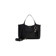 Guess Schwarze Damen-Tragetasche aus Kunstleder mit elegantem, strukturiertem Design und goldfarbenen Beschlägen, 35 x 25 x 12 cm