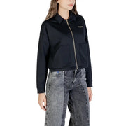 Schwarz guess Kurze Bomberjacke mit goldenem Reißverschluss und zwei Vordertaschen aus Polyamid für Damen