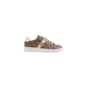 Guess Women black print slip-on sneakers with brown cream upper