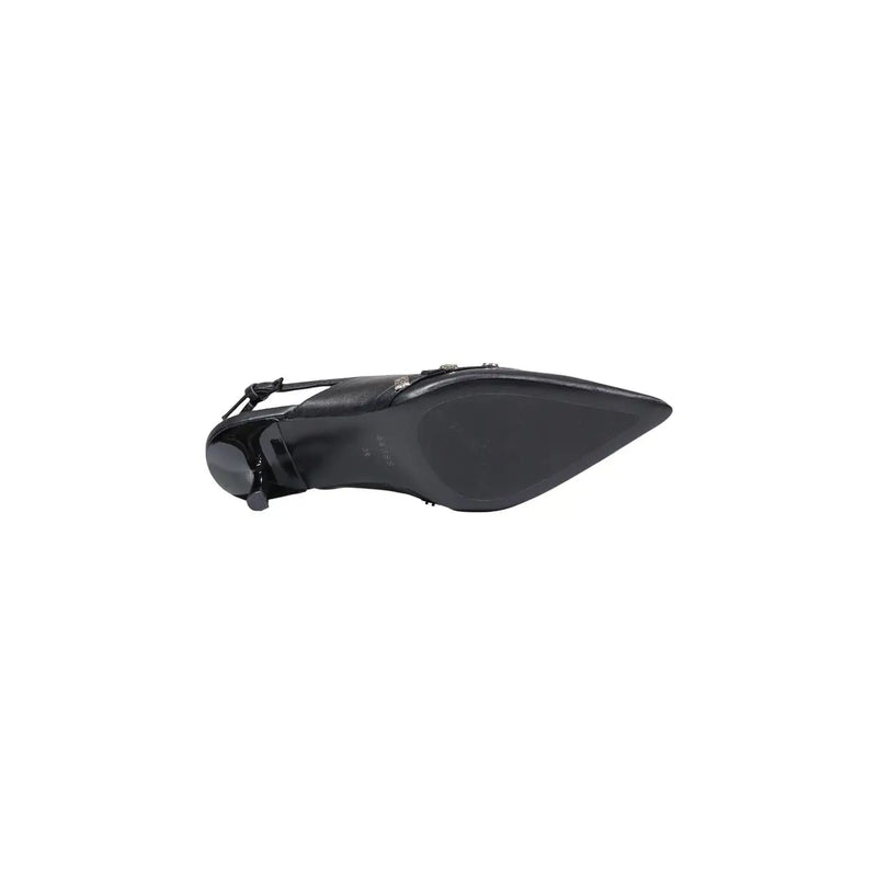 Guess Schwarze Lackleder-Slingback-Pumps für Damen mit spitzer Zehenpartie, niedrigem Absatz und synthetischem Knöchelriemen