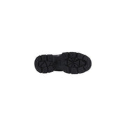Schwarze Gummisohle mit geometrischem Profil und dezentem Logo guess schwarze Damen-Sneaker aus Synthetik mit Schnürung, Rückseite