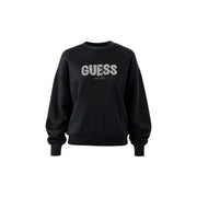 Schwarz Guess Damen-Sweatshirt aus Viskosemischung mit funkelndem Silber Guess est-Logo auf der Vorderseite