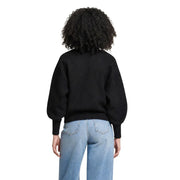 Guess Schwarzes Damen-Sweatshirt mit Oversized-Passform, Puffärmeln und geripptem Saum aus Viskosemischgewebe