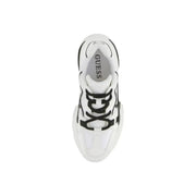 Weiß und Schwarz Guess Damen-Sneaker aus Leder mit auffälligem, klobigem Design und geometrischem Muster an der Seite