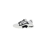 Guess Damen-Sneaker aus Leder, schwarz-weiß, klobiges Design mit auffälligem geometrischem Muster und wiederholten Elementen guess Logo an der Seite
