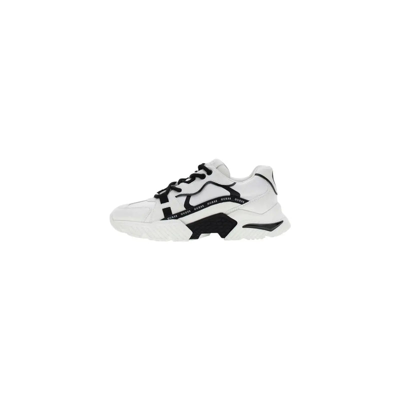 Guess Damen-Sneaker aus Leder, schwarz-weiß, klobiges Design mit auffälligem geometrischem Muster und wiederholten Elementen guess Logo an der Seite