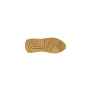Hellbraune Gummisohle mit geometrischem Profil und guess Branding auf guess Damen-Plateau-Sneaker, beige Polyester