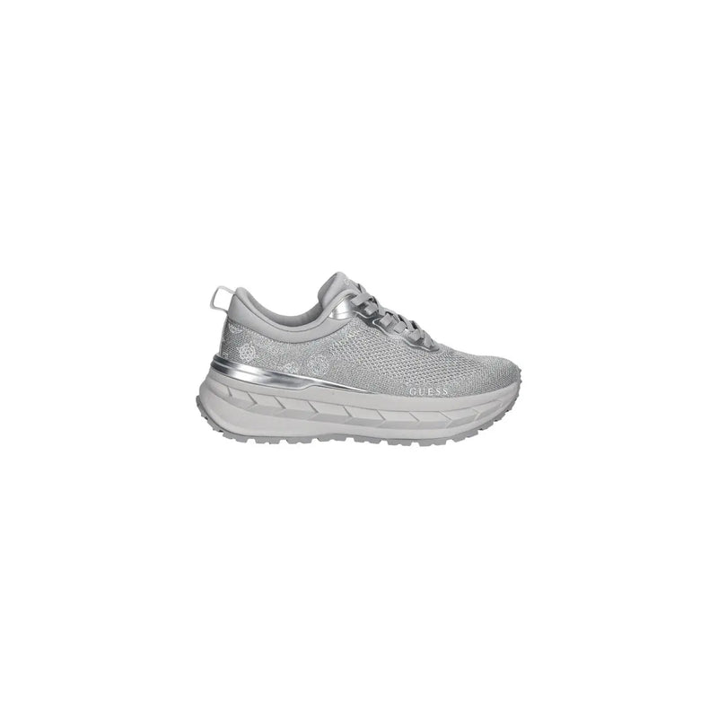 Silber Guess Damen-Sneaker mit Mesh-Obermaterial und Metallic-Akzenten aus Polyester im Slip-Design für die Freizeit