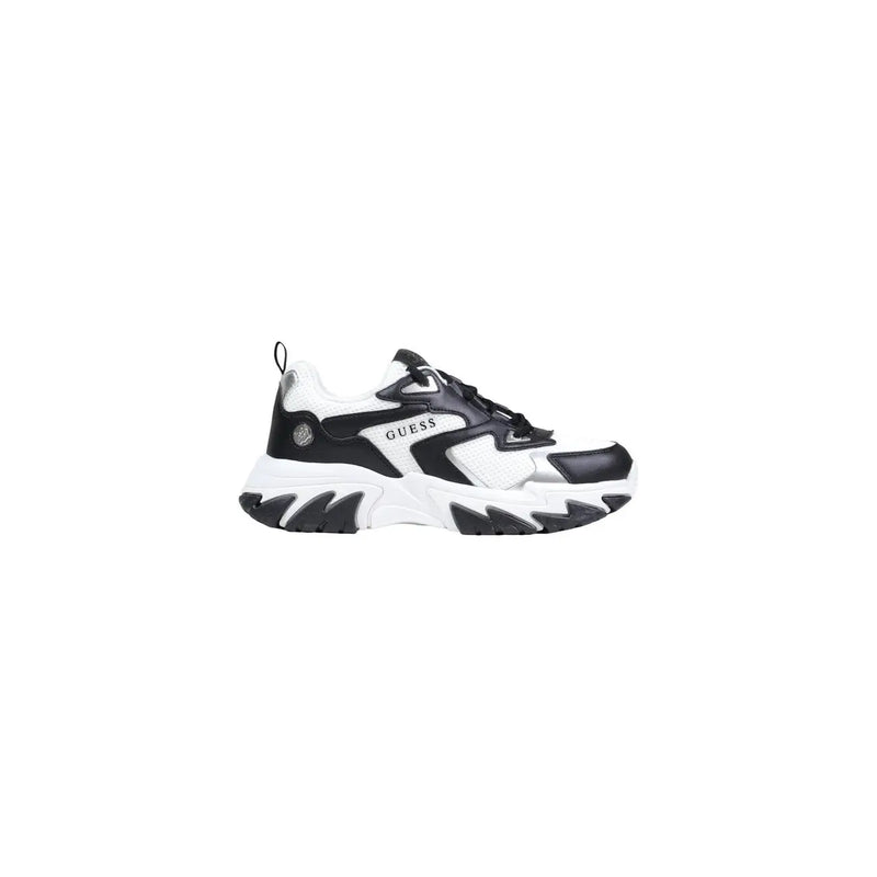 Schwarz-weiß, grob Guess Damen-Sneaker mit markantem, kantigem Design und Logo aus grauem Polyester und Polyurethan zum Schnüren