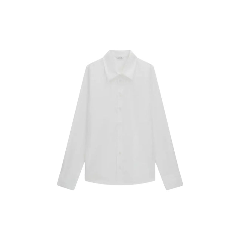 A guess Weißes Damen-Langarmhemd aus Baumwolle mit klassischem Knopfverschluss und elegantem Kragen
