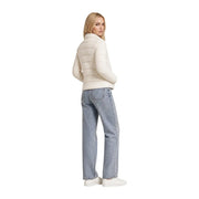 Cremefarbene Steppjacke mit hohem Kragen und langen Ärmeln aus Polyester von Guess Frauen