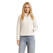 cremefarben gesteppt guess Schwere Damen-Steppjacke mit Rollkragen, hohem Kragen und Frontreißverschluss aus Polyester