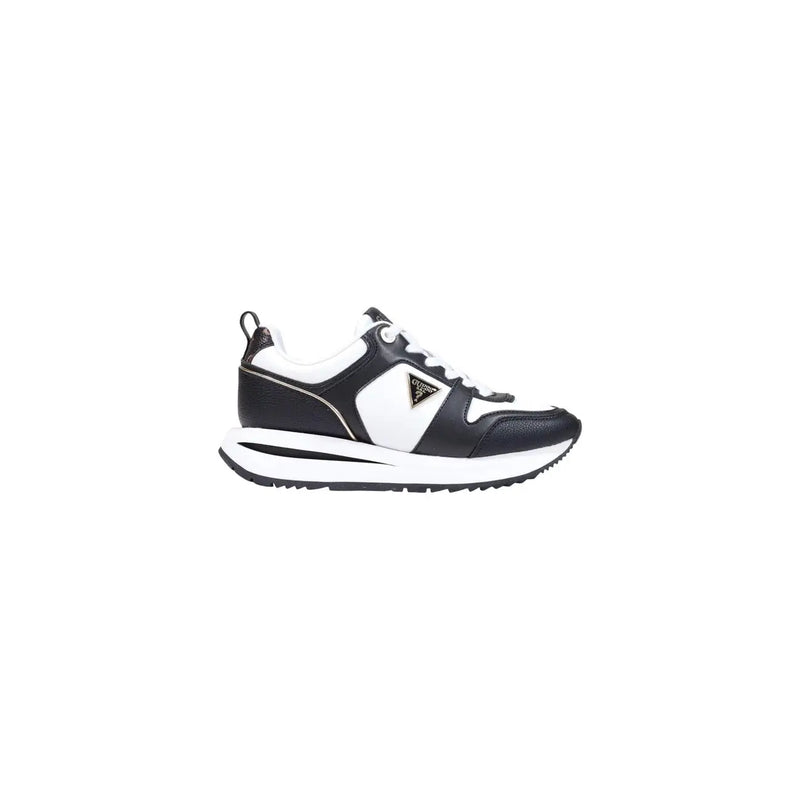 Schwarzweiß Guess Weiße Damen-Sneaker aus Polyurethan von Evory mit elegantem Design, kontrastierenden Einsätzen und strukturierter Sohle