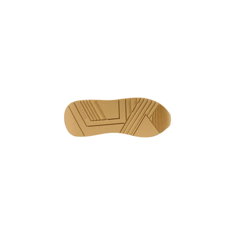 Rückansicht von guess Weiße Damen-Sneaker aus Polyurethan von Every mit hellbrauner Gummisohle und geometrischem Profil. guess Markenbildung