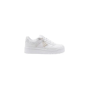 Guess Weiße Damen-Sneaker aus Polyurethan mit Schnürung, strukturiertem Obermaterial und klobiger Plateausohle