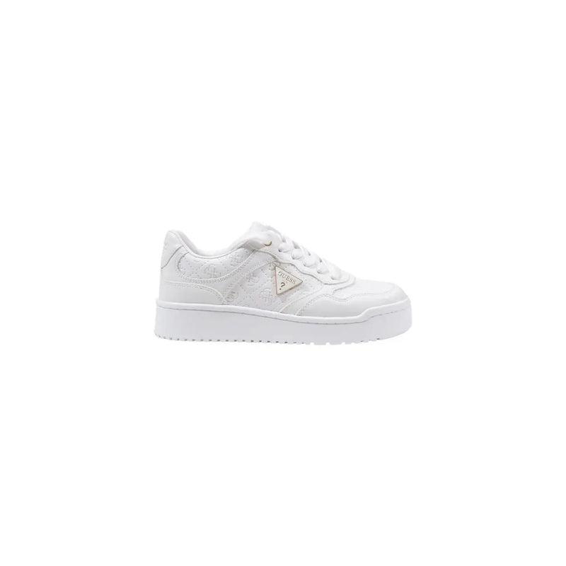 Guess Weiße Damen-Sneaker aus Polyurethan mit Schnürung, strukturiertem Obermaterial und klobiger Plateausohle