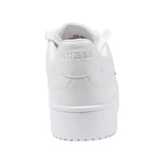 Weiß guess Damen-Plateau-Sneaker mit glattem Leder-Obermaterial und Schnürdesign in einem klaren, minimalistischen Stil
