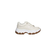 cremefarben guess Weiße Damen-Sneaker mit Polyurethan-Schnürung, klobigem Design, weißer Zwischensohle und brauner Außensohle