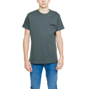 Gray t-shirt paired with jeans from Hydra Clothing Men’s Black Cotton T-Shirt with Bomber Logo