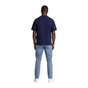 Marineblaues Hydra Herren-T-Shirt aus Baumwolle mit kurzen Ärmeln, Rundhalsausschnitt und lockerer Passform für die Freizeit.