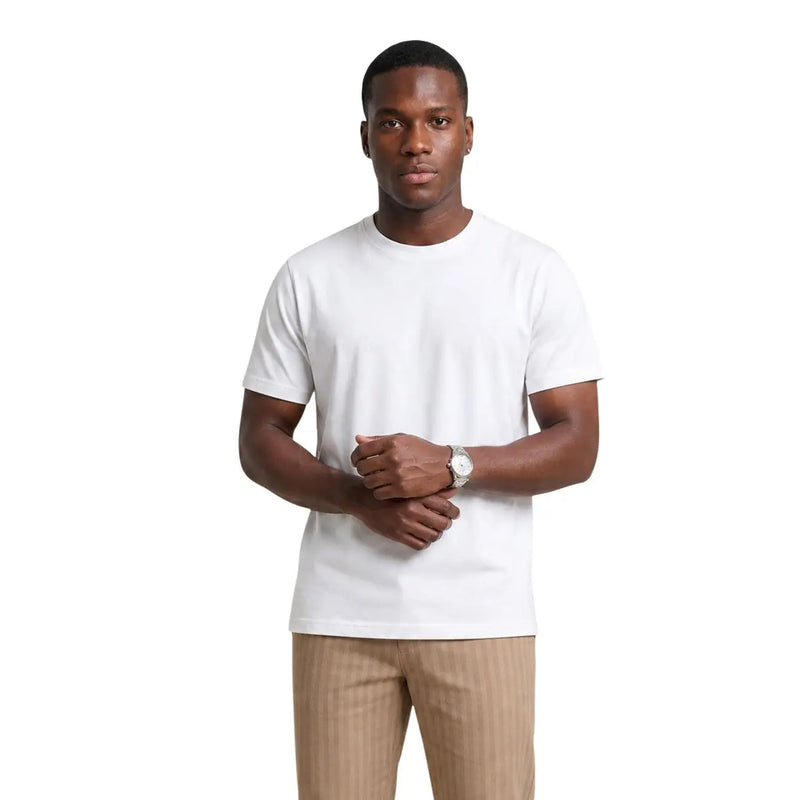 Weißes Hydra Herren-T-Shirt mit Rundhalsausschnitt aus atmungsaktivem Baumwollgewebe, ideal für die Freizeit.