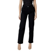 Ichi Women black high-rise straight-leg cotton stretch jeans back view