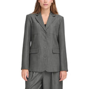 Ichi Grauer Damenblazer aus Polyester mit strukturierter Schulterpartie und aufgesetzten Vordertaschen aus strukturiertem Stoff