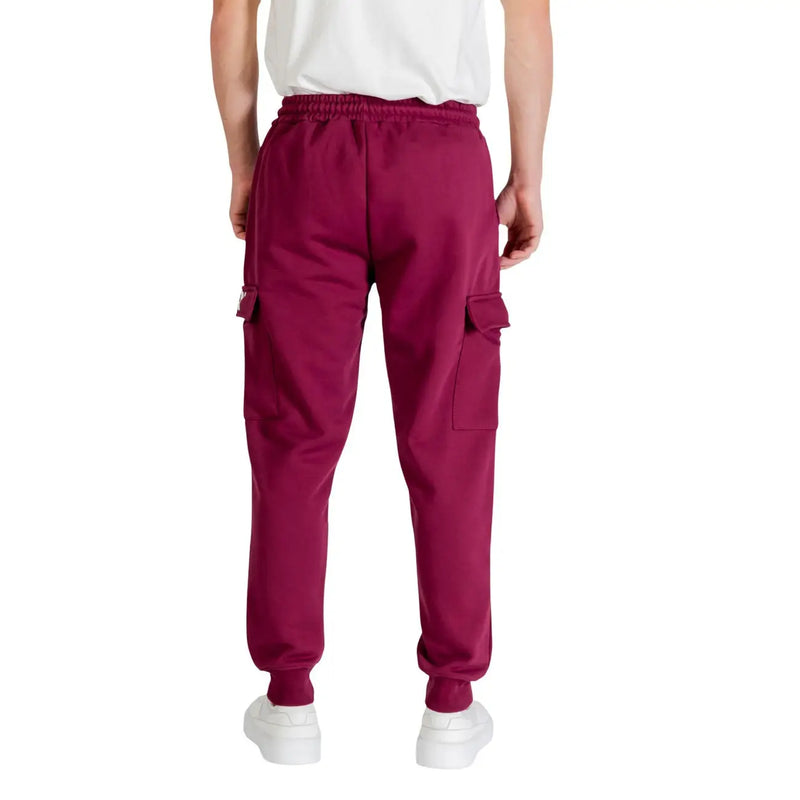 Icon Herren-Winterhose aus bordeauxrotem Baumwollmischgewebe mit elastischem Bund und Seitentaschen im Cargo-Hosen-Stil