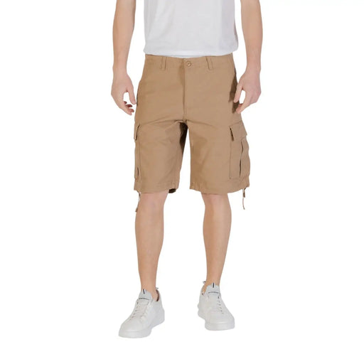 Khaki cargo shorts from Jack & Jones Black Cotton Men Shorts with Multiple Pockets
