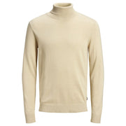 Beige Turtleneck Sweater from Jack & Jones for Men displayed in the image
