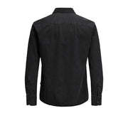 Schwarzes, langärmeliges Jeanshemd mit geknöpften Manschetten und Kragen von Jack Jones für Herren