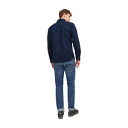 Navy blue long-sleeved cotton button-down shirt for men by Jack Jones ideal for casual and formal wear
