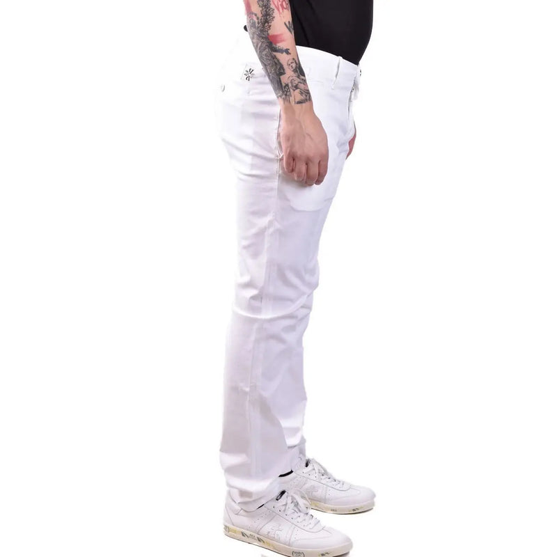 Jacob Cohen Weiße Herren-Baumwollhose in schmaler Passform mit dezenten Ziernähten aus weißem Denim für einen modernen Look