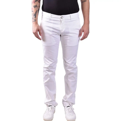 Jacob Cohen Weiße Herren-Chinos aus Baumwolle in schmaler Passform mit klarem, modernem Design und dezenten Ziernähten
