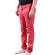Jacob Cohen Rote Herren-Baumwollhose im schmal geschnittenen Chino-Design mit Knopfverschluss und Gürtelschlaufen