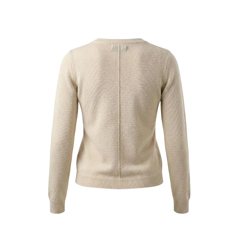 Beigefarbene, lange Strickjacke mit Knöpfen von Jacqueline de Yong mit Mittelnaht und gerippten Bündchen