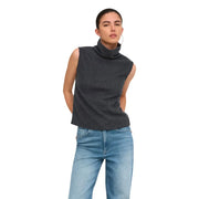 Dunkelgrauer, ärmelloser Rollkragenpullover top Aus weichem Strickstoff von Jacqueline de Yong für Damen in Größe S.