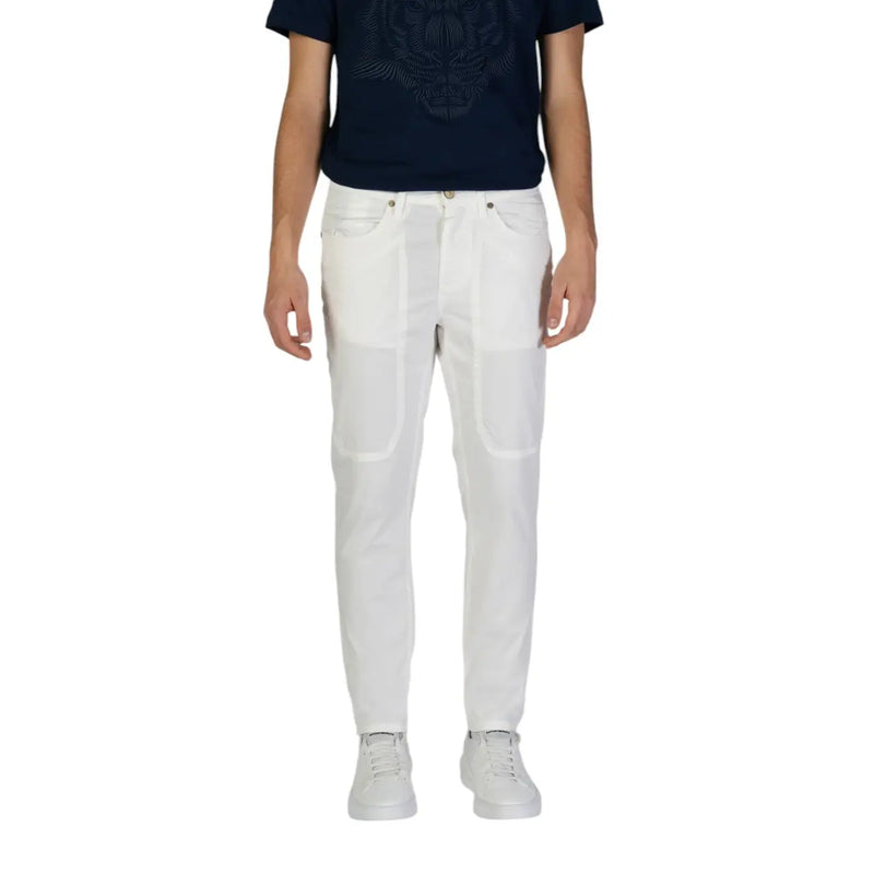 Jeckerson Weiße Herren-Baumwollhose aus Stretch-Denim mit geradem Bein und dezenten Ziernähten.