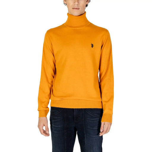 Yellow turtleneck sweater with u.s.