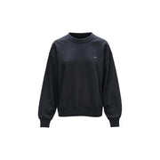 Schwarzes Levi's Damen-Sweatshirt aus Baumwolle im Oversize-Stil mit Rundhalsausschnitt und dezentem weißen Logo auf der linken Brust.