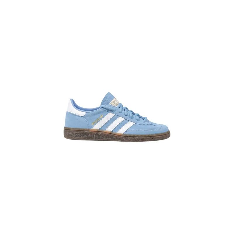 Hellblau Adidas Damen-Sneaker zum Hineinschlüpfen mit weißen Streifen und brauner Sohle