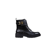 Liu Jo Schwarze Stiefeletten aus Kunstleder mit goldener Schnalle und Reißverschluss