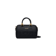 Liu Jo Schwarze Boston-Handtasche für Damen aus Kunstleder mit goldfarbenen Beschlägen und geprägtem Logomuster