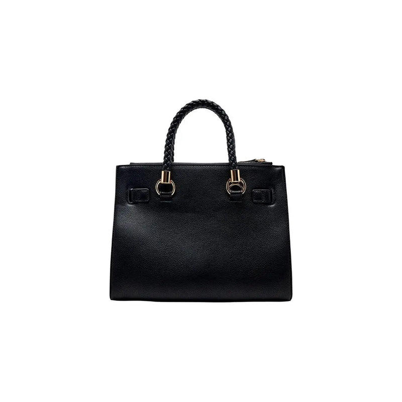 Liu Jo Schwarze Damenhandtasche im Boston-Stil aus Kunstleder mit geflochtenen Henkeln und goldfarbenen Beschlägen