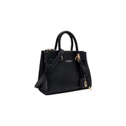 Liu Jo Schwarze Boston-Handtasche für Damen aus Kunstleder mit geflochtenen Ledergriffen und goldfarbenen Beschlägen