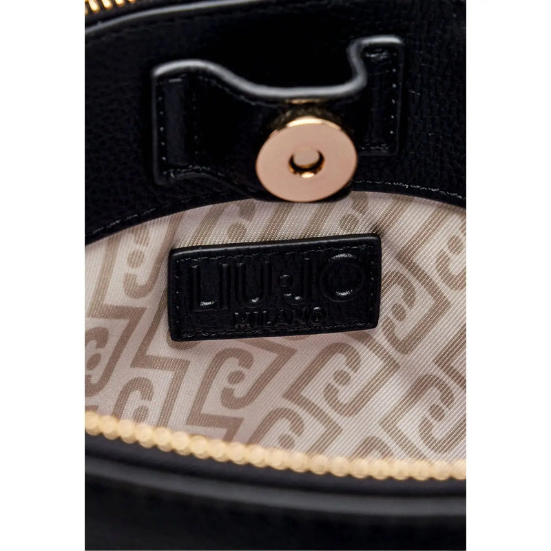 Liu Jo Schwarze Damen-Clutch aus Kunstleder mit goldfarbenen Beschlägen und Markenlogo für elegante Anlässe.
