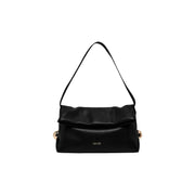Liu Jo Schwarze Damen-Schultertasche aus Polyester mit elegantem, glänzendem Finish und goldfarbenen Beschlägen, 30 x 20 x 7 cm
