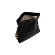 Schwarze Damenhandtasche von Liu Jo aus Polyester mit goldfarbenem Kugelverschluss und beigefarbenem, gemustertem Innenfutter, 30 x 20 x 7 cm