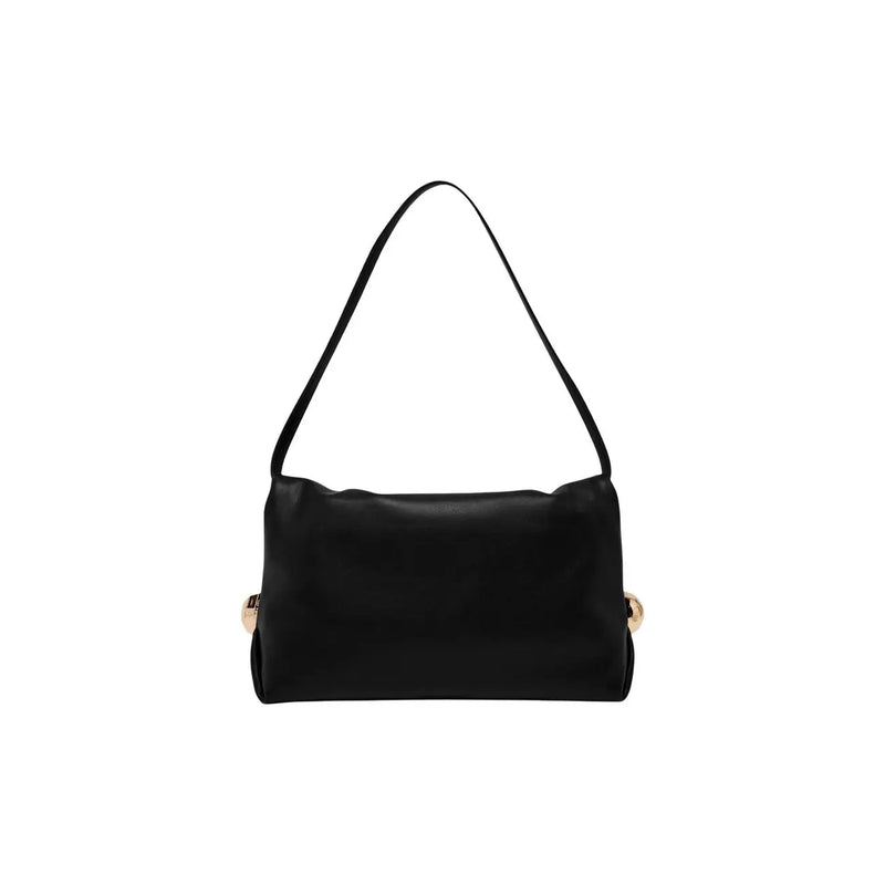 Schwarze Liu Jo Damen-Schultertasche aus Polyester mit goldfarbenen, kugelförmigen Metallelementen, Maße: 30 x 20 x 7 cm